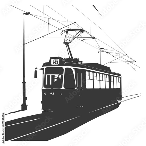 silhouette tram cable car railway black color only