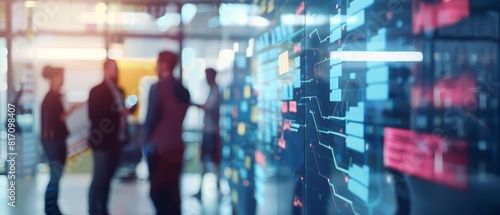 Wallpaper Mural Close up of a process improvement workshop, with employees interacting with virtual flowcharts and process diagrams, in a modern, blurred training facility, sharpen with copy space Torontodigital.ca