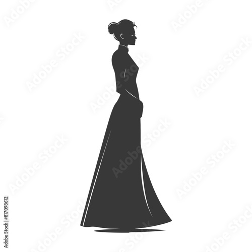 silhouette independent vietnamese women wearing ao dai black color only