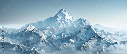 Very modern  current  contemporary nature background  wallpaper  backdrop  texture  Mount Everest mountain and snowy Himalayan mountains  range  isolated. Realistic LIDAR model  scan  map  3D design