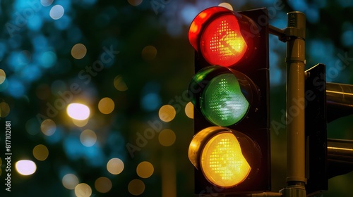 close-up of traffic lights wallpaper with night background