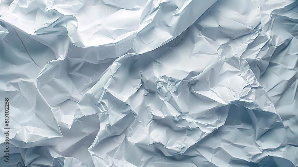 Fototapeta premium A crumpled white sheet with a rough texture, perfect for a background showcasing aged paper or abstract designs