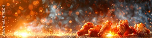 Panorama photo of a chicken wings photo
