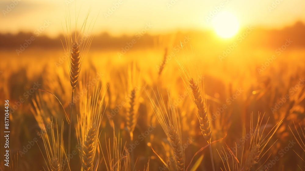 Golden Wheat Field at Sunset in Countryside During Late Summer Golden Wheat Field at Sunset in Countryside During Late Summer