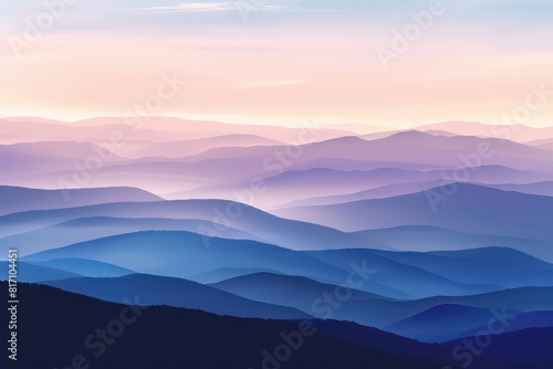 wallpaper watercolored  illustration of a landscape with layers of depth, soft pastel tones © marco