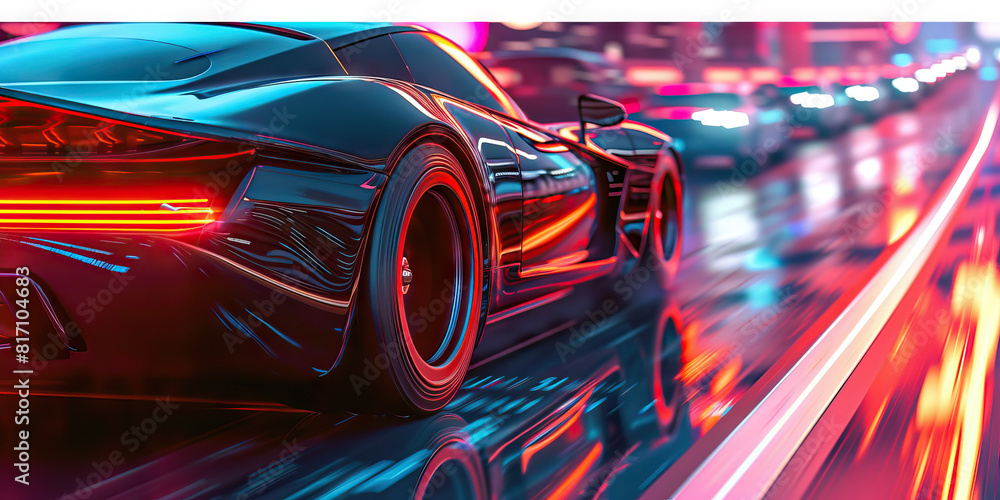 Intoxicating Neon Night: A Next-Gen Car Blazes Down a Cyberpunk Superhighway Intoxicating Neon Night: A Next-Gen Car Blazes Down a Cyberpunk Superhighway