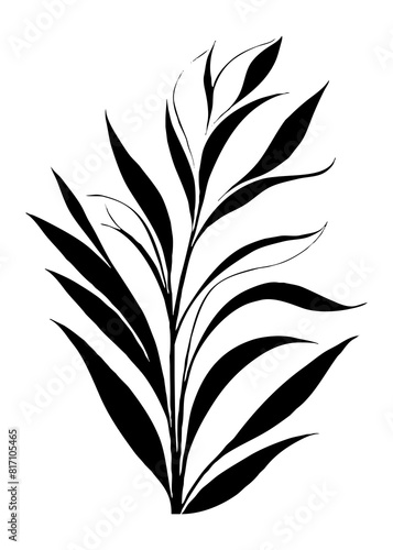 Botanical black and white pattern. Abstract plant shapes. Minimalist illustration for printing on wall decorations  for use in graphics  for tattoos. Generated by Ai