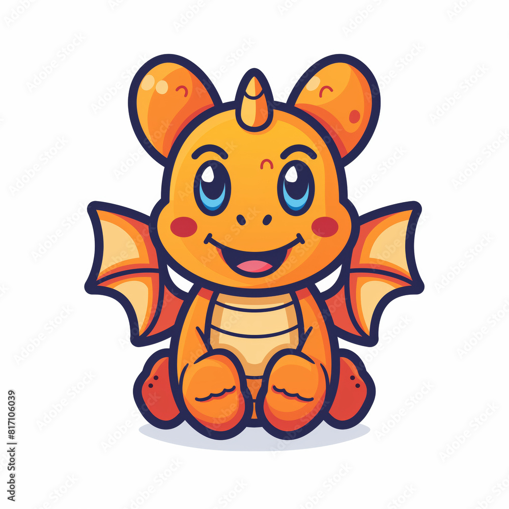 Cute orange baby dragon cartoon mascot character. Vector illustration isolated on white background. Cute orange baby dragon cartoon mascot character. Vector illustration isolated on white background.