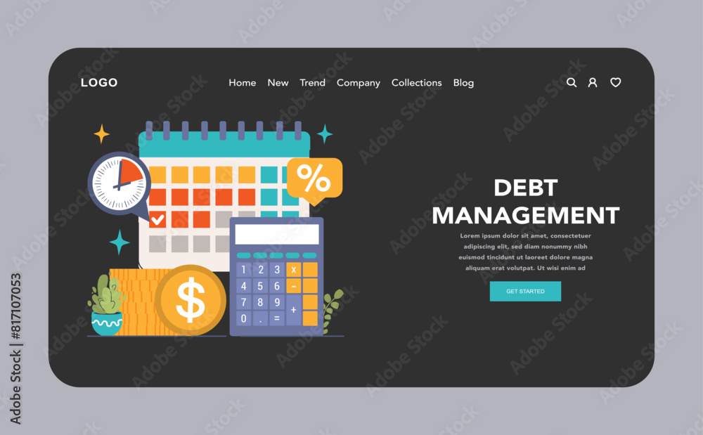 Debt Management Essentials concept. Flat vector illustration