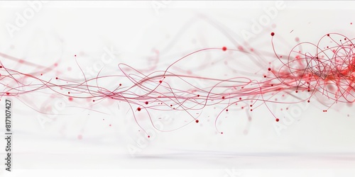 banner with many red light connections on a white background