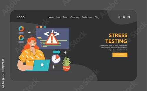 DevOps web banner or landing page dark or night mode.