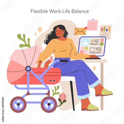 Flexible Work-Life Balance illustration. Vector illustration