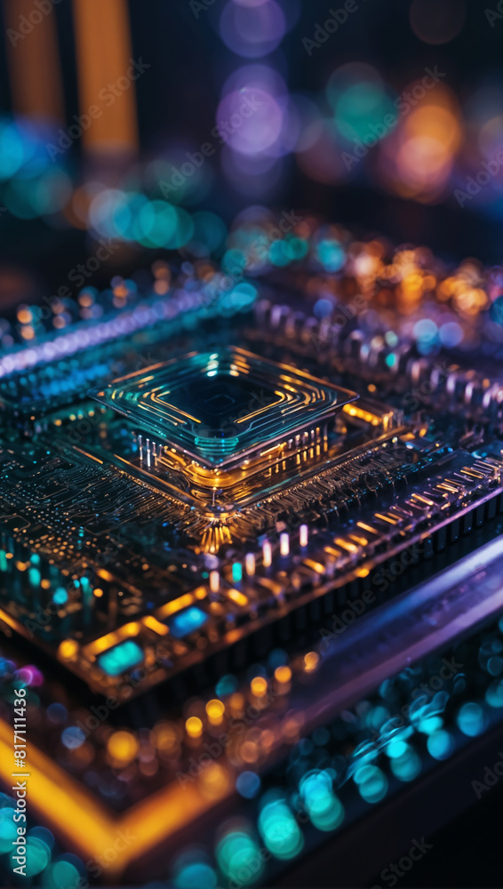 Obraz premium Abstract quantum computing circuit with futuristic design