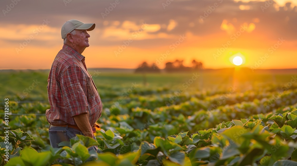 Fototapeta premium Senior farmer standing in field