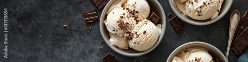 scoop of creamy ice cream with copy space photo
