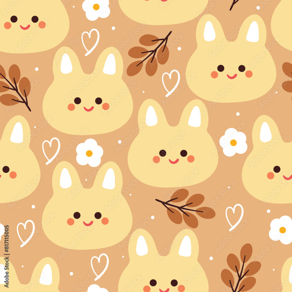 seamless pattern cartoon bunny and flower. cute animal wallpaper for textile, gift wrap paper