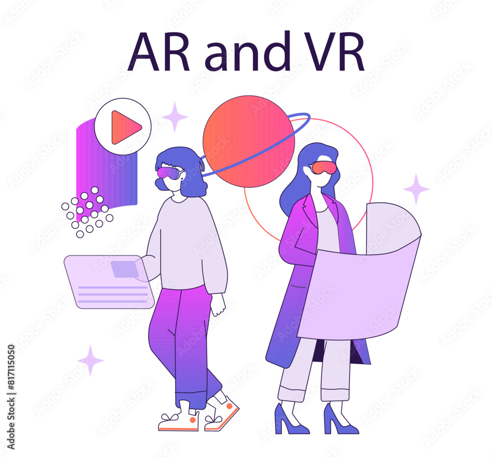 ar and vr2. Flat Vector Illustration ar and vr2. Flat Vector Illustration
