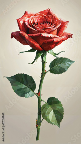 Red Rose (Rosa) a symbol of love, passion and romance, for cards, weddings, graduations, celebrations, birthdays
