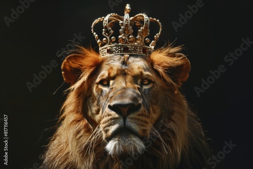 A Lion With A Crown On Its Head Lion Of Judah Exuding Strength And Power