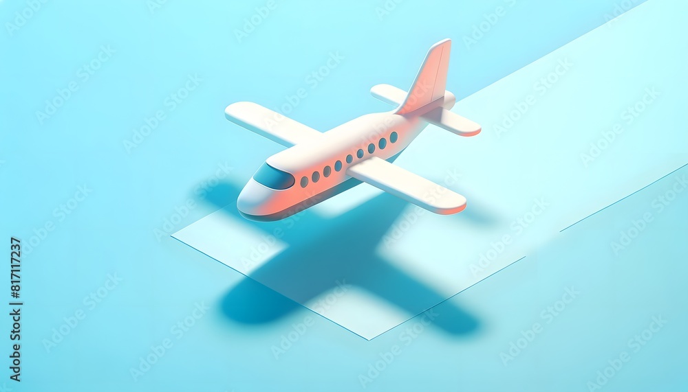 Small Plane on Light Blue Background. Travel illustration
