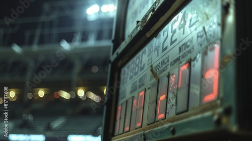 Final Inning Scoreboard Close-Up in a Tense Playoff Baseball Game