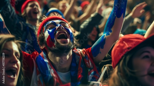 Intense Basketball Game Spectators with Painted Faces and Handmade Signs