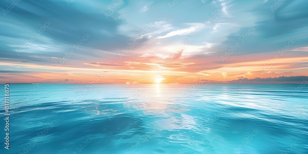 Beautiful ocean sunset with the sun setting in the sky. Concept Ocean Sunset, Water Reflection, Golden Hour, Scenic Beauty, Nature's Splendor Beautiful ocean sunset with the sun setting in the sky. Concept Ocean Sunset, Water Reflection, Golden Hour, Scenic Beauty, Nature's Splendor