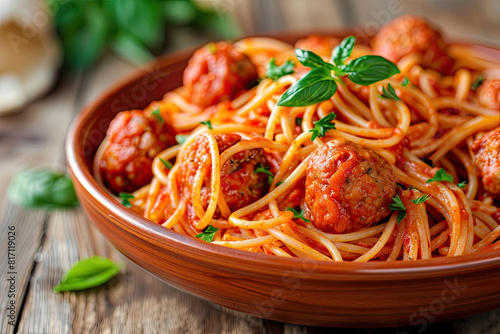 Closeup of a Bowl of Spaghe...