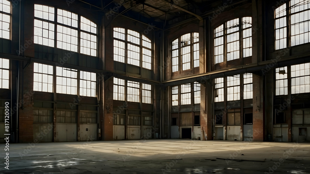 Obraz premium Spacious abandoned industrial hall