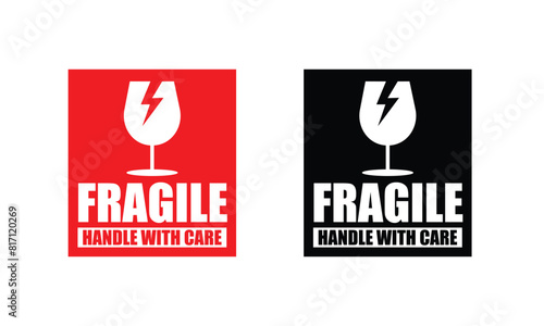 Fragile handle with care sticker label transparent png