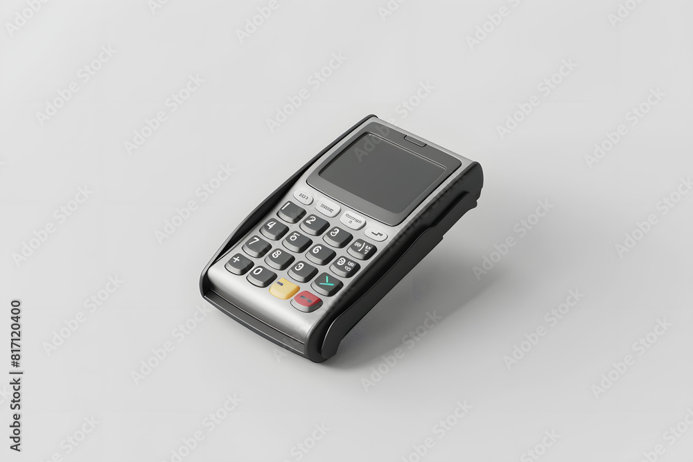 A high-quality mockup of a blank credit card reader on a solid white background A high-quality mockup of a blank credit card reader on a solid white background