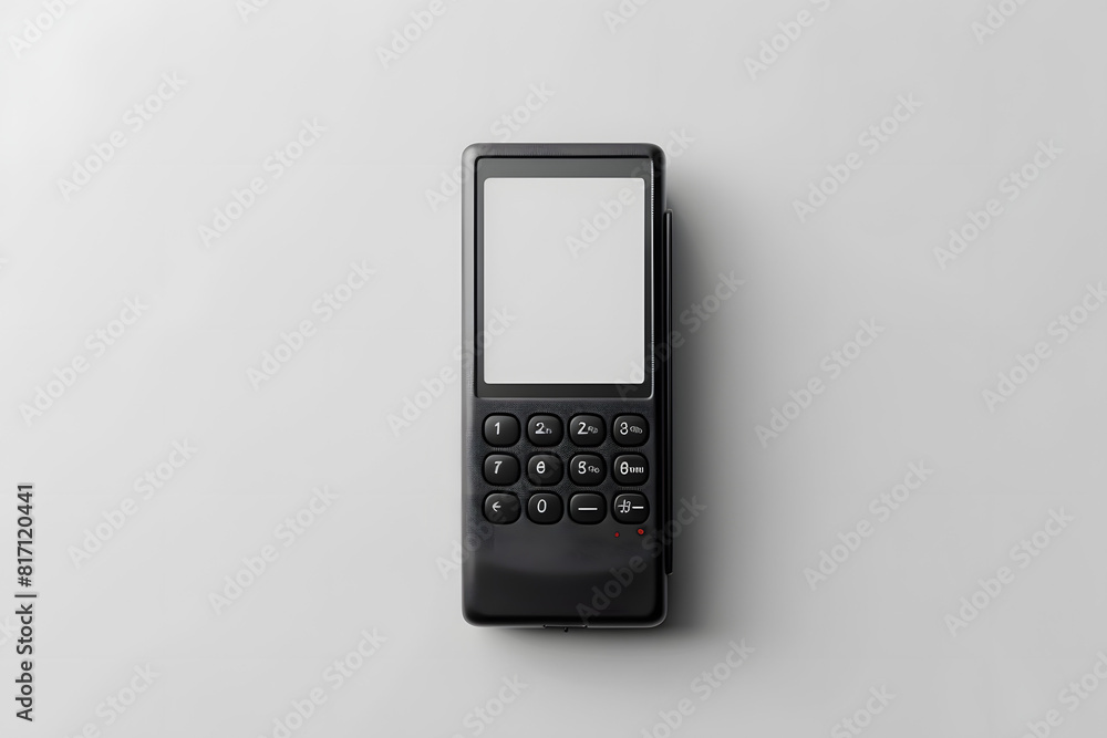 A high-quality mockup of a blank credit card reader on a solid white background A high-quality mockup of a blank credit card reader on a solid white background