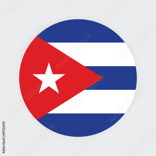National flag of Cuba. Cuba Flag. Cuba Round flag.
