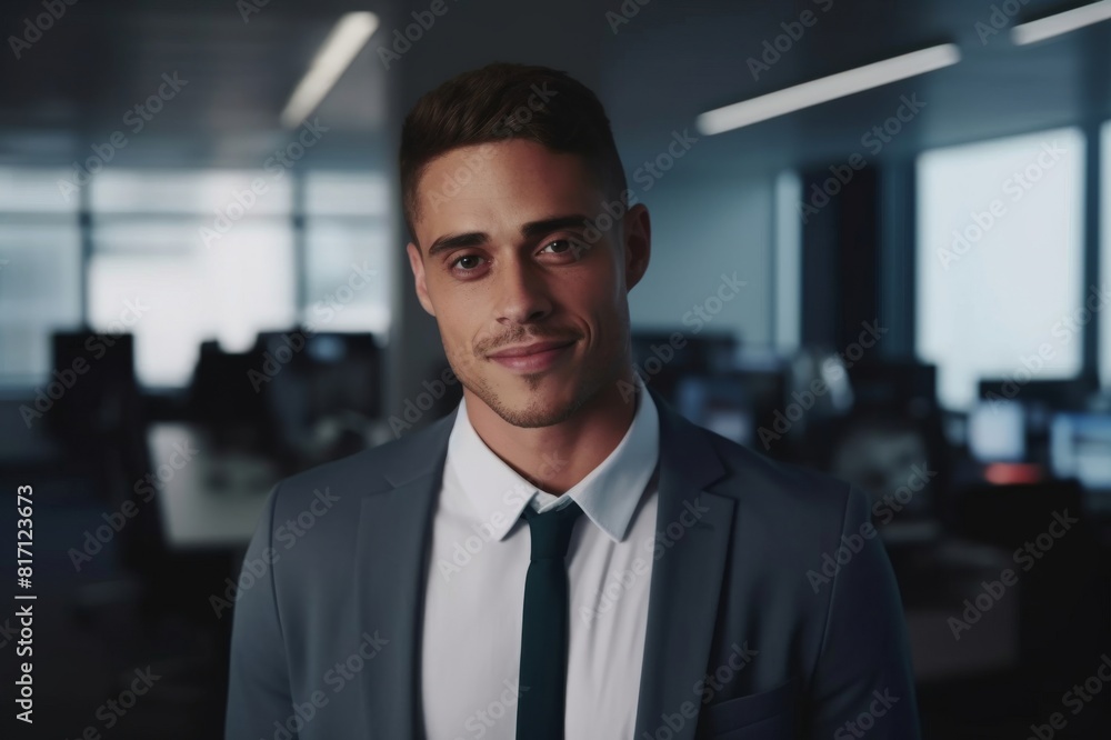 Portrait of a positive young professional businessman in his office