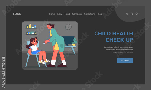 Friendly pediatric check up. Vector illustration