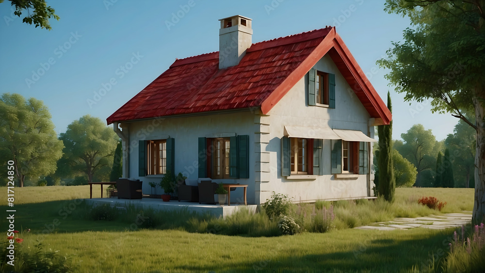 Idyllic country house with red roof Idyllic country house with red roof