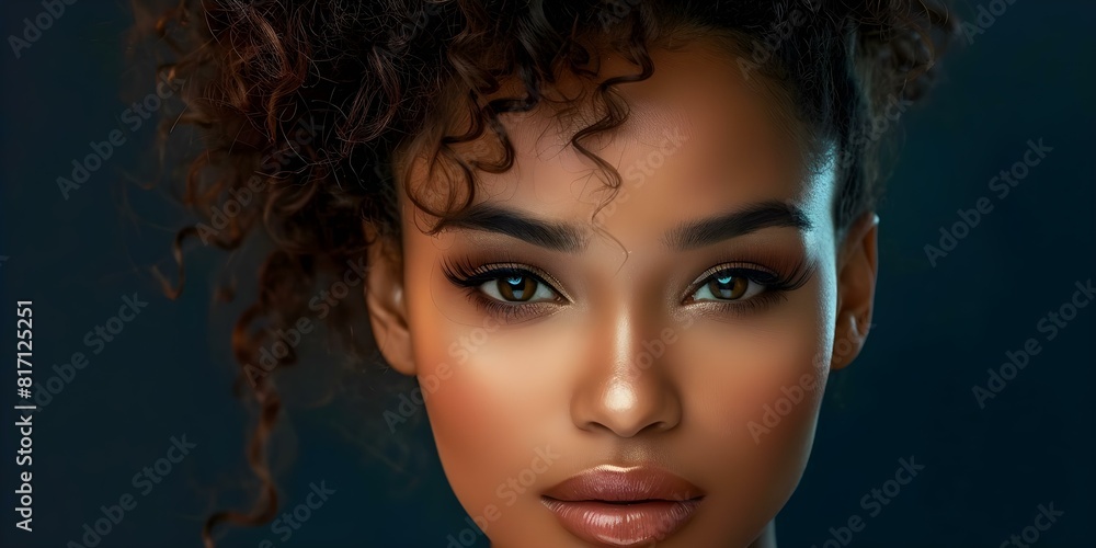 Intense gaze and high curly ponytail: Portrait of a young mixed-race woman. Concept Portrait Photography, Intense Expression, Curly Ponytail, Young Woman, Mixed-Race Intense gaze and high curly ponytail: Portrait of a young mixed-race woman. Concept Portrait Photography, Intense Expression, Curly Ponytail, Young Woman, Mixed-Race