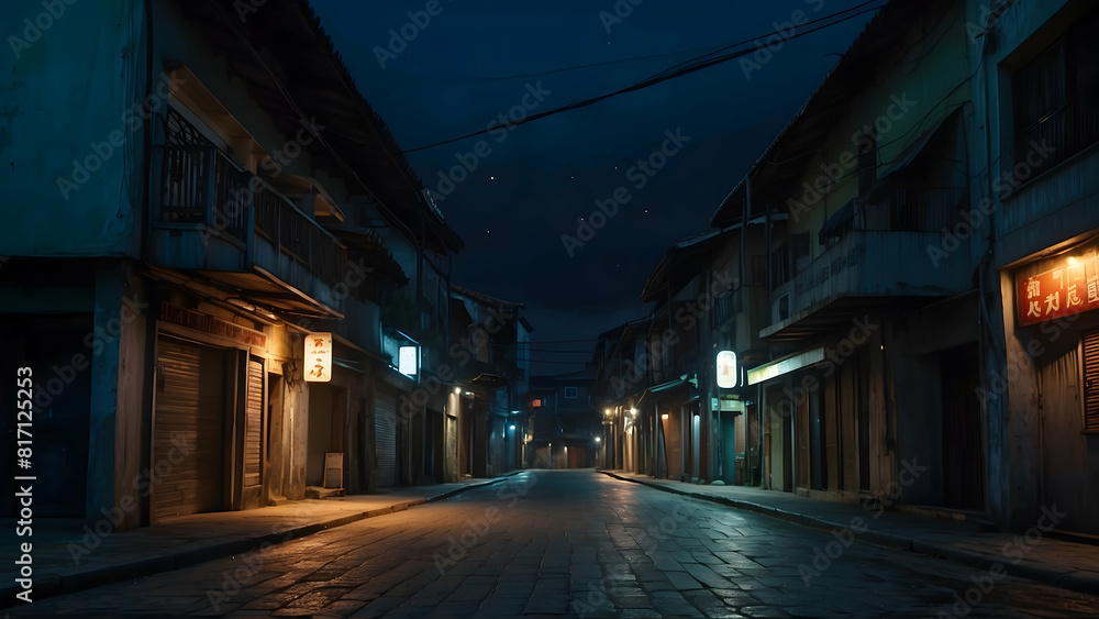 Naklejka premium Deserted old town alley at night
