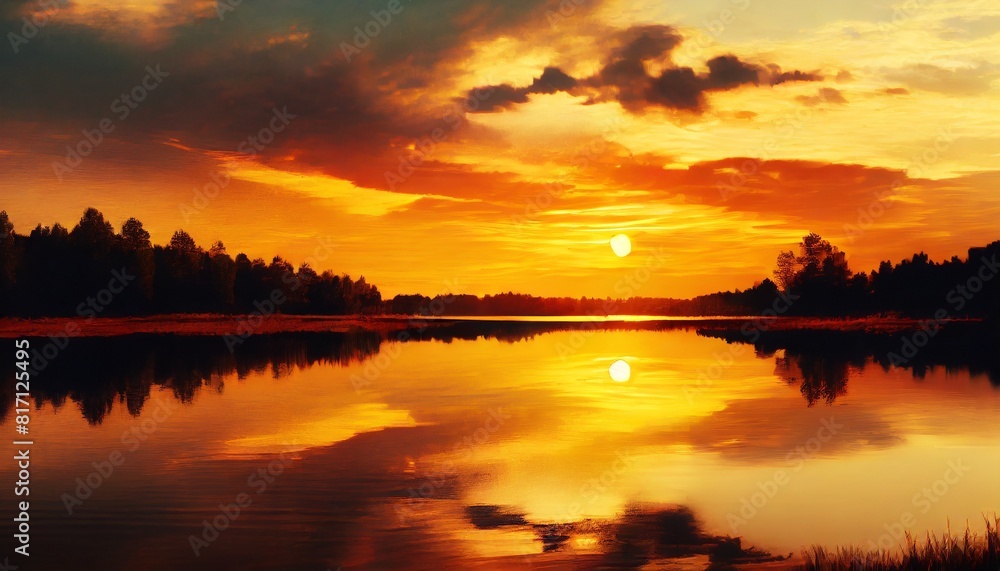 sunset over lake sunset over lake
