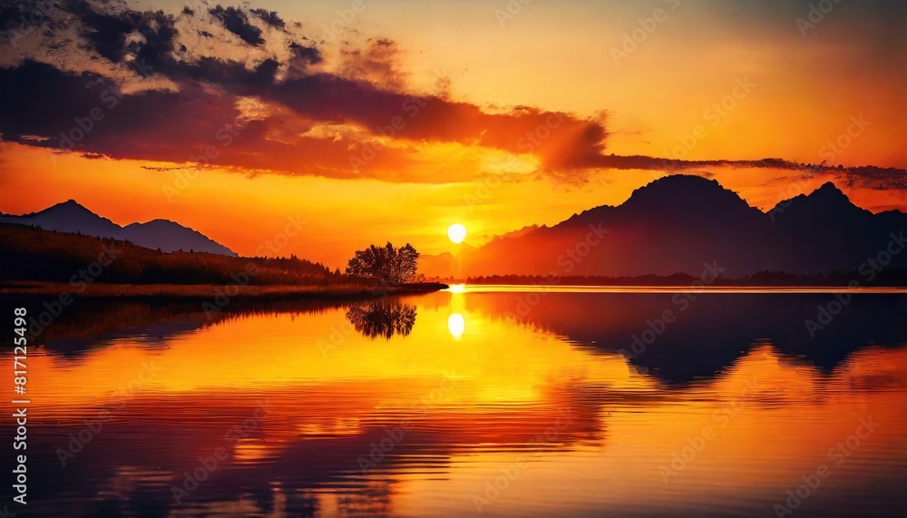 Obraz premium sunset over lake