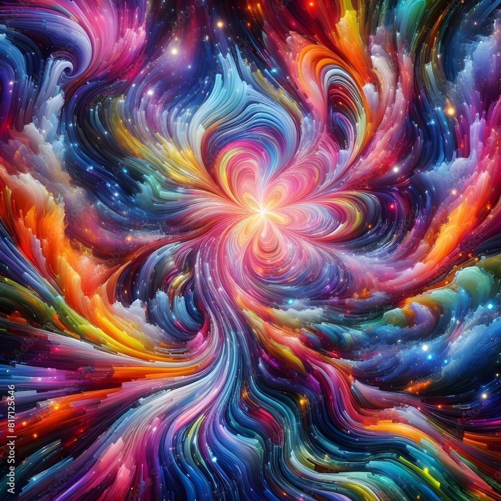 Infinite iridescent abstract colorful shapes pulsating and shimmering in a cosmic display Infinite iridescent abstract colorful shapes pulsating and shimmering in a cosmic display