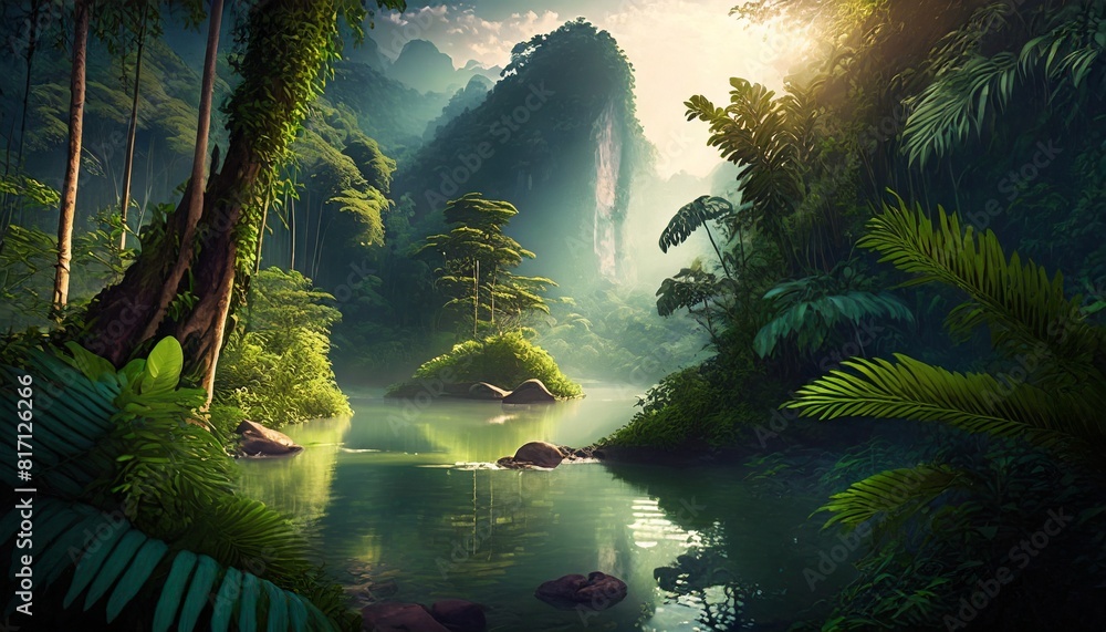 Obraz premium tropical forest in the morning