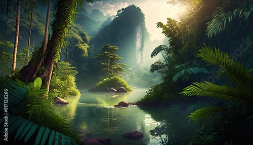 tropical forest in the morning