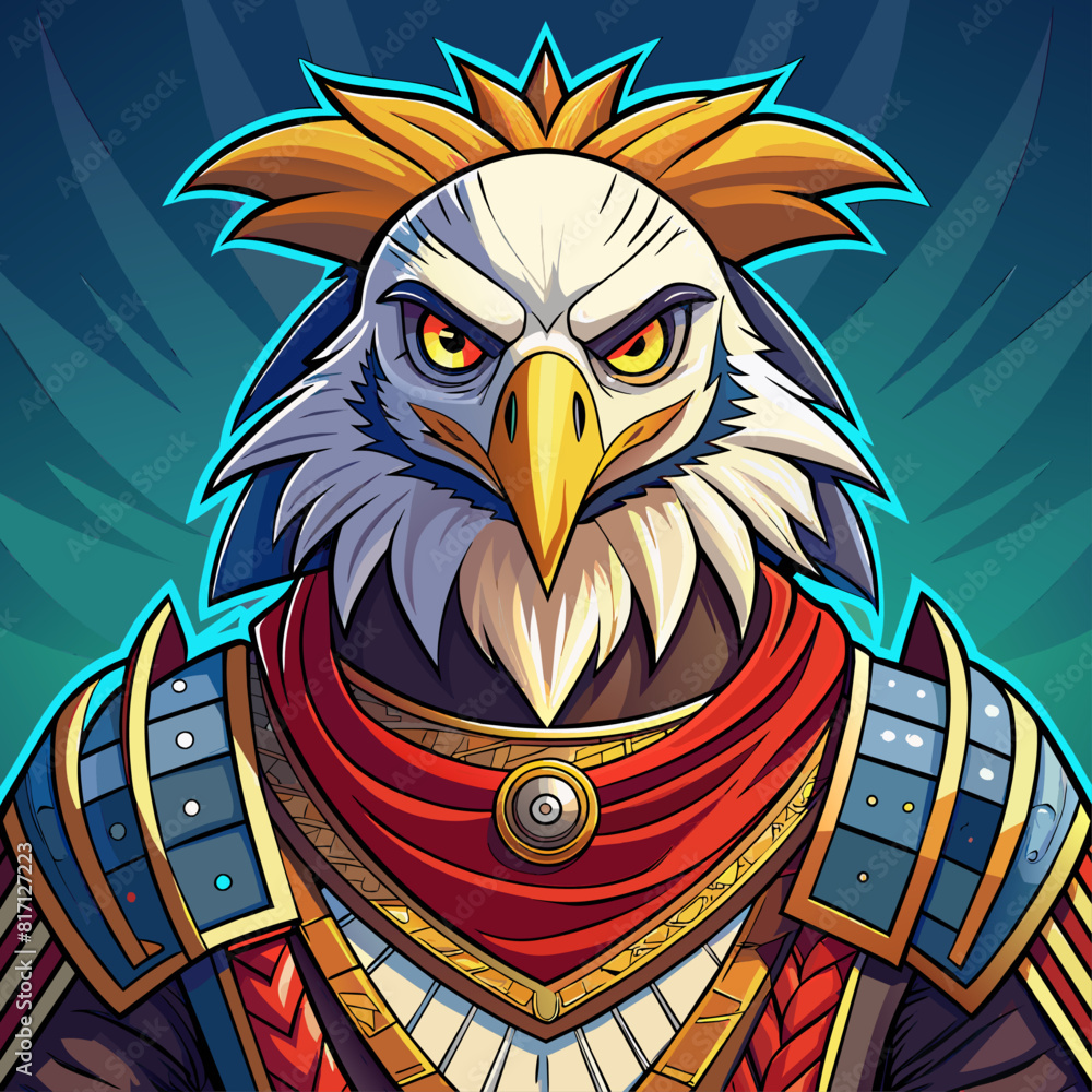 Eagle warrior avatar vector, A digitally illustrated avatar of a mystic ...