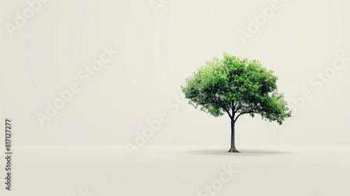 On World Environment Day a solitary tree stands boldly against a blank backdrop offering itself as a striking graphic element for decoration and design