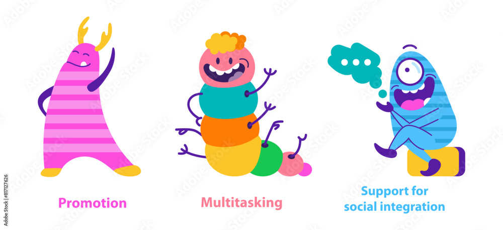monster helpers. Flat Vector Illustration monster helpers. Flat Vector Illustration