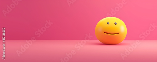 A minimalist 3D of a single yellow lovestruck emoji on a solid fuchsia background.