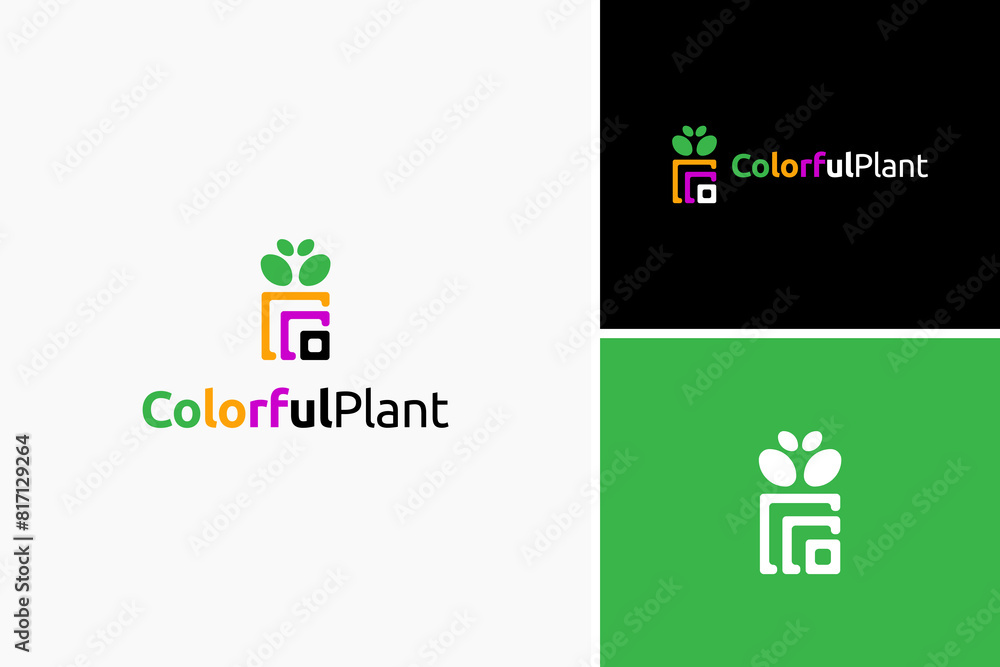 Colorful plant logo, creative plant vector design template