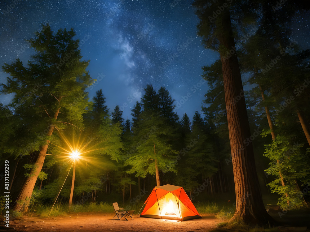 숲속 야영 캠프 foto de Stock | Adobe Stock