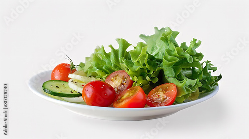 Fresh Vegetable Salad on White Plate